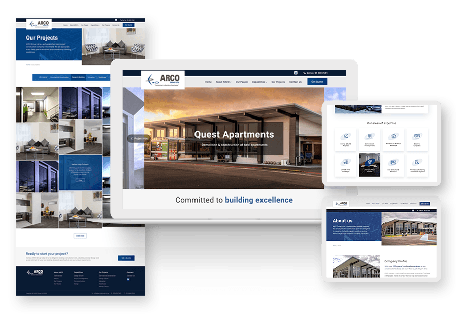 Kachempo created the website for construction company ARCO to present their services